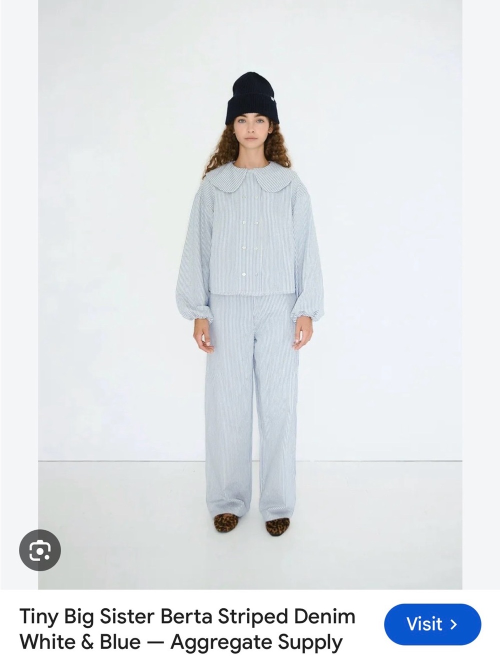 Berta Striped Denim set  in White & Blue